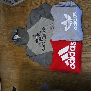 Three Adidas Hoodies Adult Small